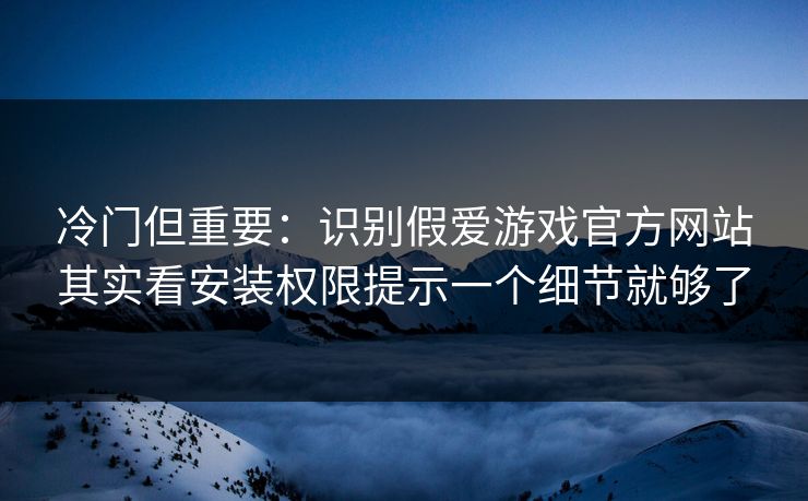 冷门但重要：识别假爱游戏官方网站其实看安装权限提示一个细节就够了